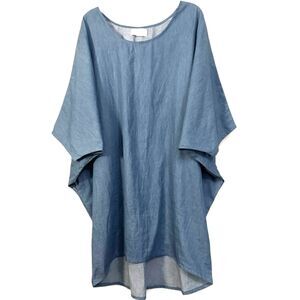 MYRAH PENALOZA Dress Women's OS Blue Cotton Denim Butterfly Tunic Top Handmade